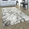 Paco Home Tapis De Salon Marbre Or Gris Motif 3D Tapis à Poils Courts Douce Et Robuste Ø 120 Cm Rond