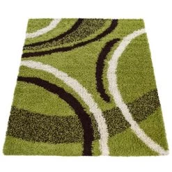Paco Home Tapis Shaggy Longues Mèches Hautes Motifs Vert Noir Blanc 230x320 Cm -Tapis et paillasson Soldes 54334020 5