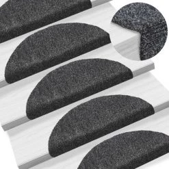 TRUE DEAL Tapis Autoadhésifs De Marches 5 Pcs Gris Foncé 56x17x3 Cm