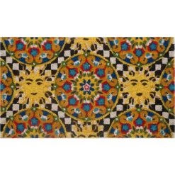 Baroni Home Paillasson De Noix De Coco Peint à La Main En Plein Air, Style Sicilien 70x40 Cm Facile à Nettoyer Et Super Résistant. Les échiquiers Et Seuls