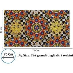 Baroni Home Paillasson De Noix De Coco Peint à La Main En Plein Air, Style Sicilien 70x40 Cm Facile à Nettoyer Et Super Résistant. Les échiquiers Et Seuls -Tapis et paillasson Soldes 54729775 3