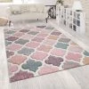 Paco Home Tapis D'Orient Rose Séjour Coloré Couleurs Pastel Design Marocain Poil Court 80x300 Cm