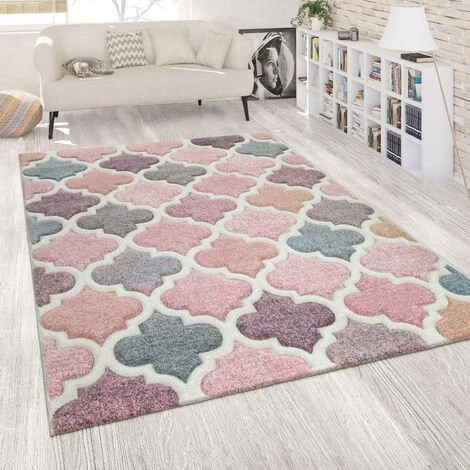 Paco Home Tapis D'Orient Rose Séjour Coloré Couleurs Pastel Design Marocain Poil Court 80x300 Cm 1 Paco Home Tapis D'Orient Rose Séjour Coloré Couleurs Pastel Design Marocain Poil Court 80x300 Cm