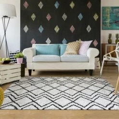 JADOREL Tapis Berbère Style 160x230 Cm Rectangulaire SHAGGY BERBERIAN 2 Crème Entrée Adapté Au Chauffage Par Le Sol - Crème