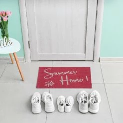Relaxdays Paillasson En Fibres De Coco, «Summer Home», 40x60 Cm, Intérieur, Extérieur, Antidérapant, Rose Vif/blanc -Tapis et paillasson Soldes 54889015 3