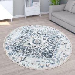 Paco Home Tapis De Salon Poils Ras Tapis Vintage Motif Oriental Moderne Beige Bleu Gris 60x100 Cm -Tapis et paillasson Soldes 54908237 3