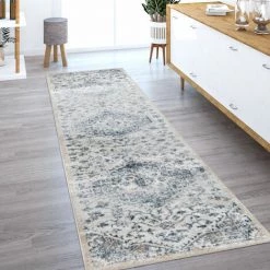 Paco Home Tapis De Salon Poils Ras Tapis Vintage Motif Oriental Moderne Beige Bleu Gris 60x100 Cm -Tapis et paillasson Soldes 54908237 4