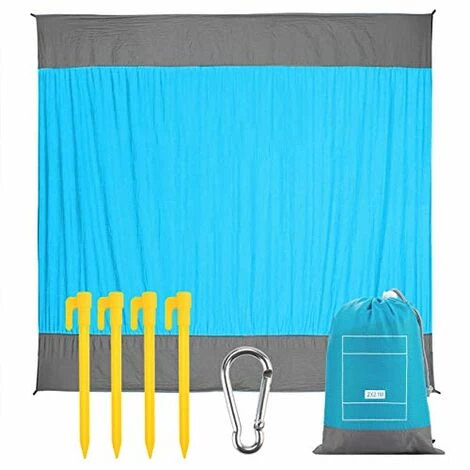 Tapis De Plage EXTSUD Couverture De Pique-Nique Imperméable 200 X 210 Cm Anti Sable Pliable Portable Avec 4 Piquets Lavable 1 Tapis De Plage EXTSUD Couverture De Pique-Nique Imperméable 200 X 210 Cm Anti Sable Pliable Portable Avec 4 Piquets Lavable