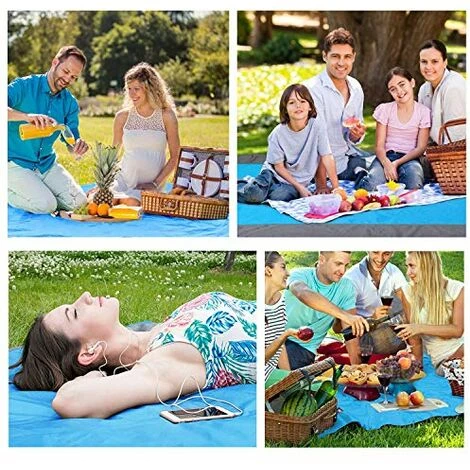 Tapis De Plage EXTSUD Couverture De Pique-Nique Imperméable 200 X 210 Cm Anti Sable Pliable Portable Avec 4 Piquets Lavable 2 Tapis De Plage EXTSUD Couverture De Pique-Nique Imperméable 200 X 210 Cm Anti Sable Pliable Portable Avec 4 Piquets Lavable – Image 2