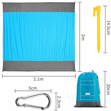 Tapis De Plage EXTSUD Couverture De Pique-Nique Imperméable 200 X 210 Cm Anti Sable Pliable Portable Avec 4 Piquets Lavable 4 Tapis De Plage EXTSUD Couverture De Pique-Nique Imperméable 200 X 210 Cm Anti Sable Pliable Portable Avec 4 Piquets Lavable – Image 4