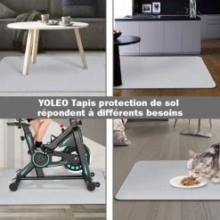 Yoleo Tapis Protège-Sol, Tapis Pour Chaise De Bureau, Protecteur De Sol Durs,Haute Résistance Aux Impacts, Antidérapant-Bleu (114_x_135_cm) -Tapis et paillasson Soldes 54917345 4