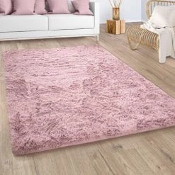Paco Home Tapis Poils Longs Salon Shaggy Fausse Fourrure Fourrure Moelleux Rose Vieux Rose 60x100 Cm