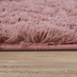 Paco Home Tapis De Salon Poil Long Shaggy Fausse Fourrure Pelucheux Uni Pelucheux Rose Marron Ø 120 Cm Rond -Tapis et paillasson Soldes 54991929 3