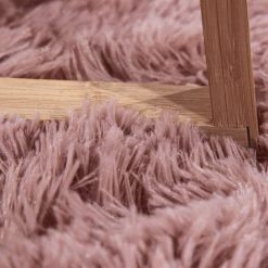 Paco Home Tapis De Salon Poil Long Shaggy Fausse Fourrure Pelucheux Uni Pelucheux Rose Marron Ø 120 Cm Rond -Tapis et paillasson Soldes 54991929 4