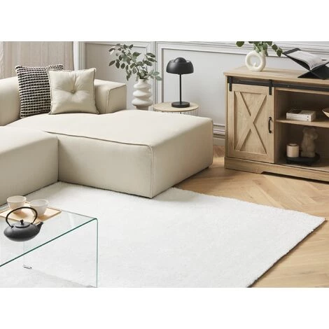 BELIANI Tapis En Tissu Blanc 200x140cm - Blanc 2 BELIANI Tapis En Tissu Blanc 200x140cm - Blanc – Image 2