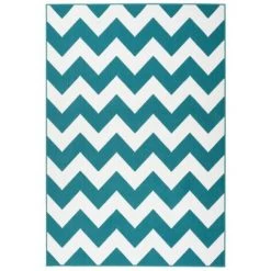 Paris Prix - Tapis Géométrique à Poils Courts "manolya" Turquoise 160 X 230 Cm