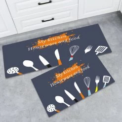 MINETGNON 2 Pcs Tapis De Cuisine - Motif Couvert - Style Très Tendance - Gris Foncé - 50*80cm? 50*160cm -Tapis et paillasson Soldes 55212042 5