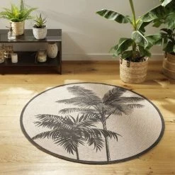 1001KDO POUR LA MAISON Tapis Rond Tropicale Nature -Tapis et paillasson Soldes 55500846 3