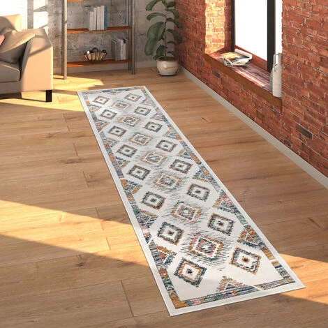 Paco Home Tapis Salon Tapis Poils Ras Moderne Diamant Scandinave Boho Pastel Avec Bordure 60x100 Cm 2 Paco Home Tapis Salon Tapis Poils Ras Moderne Diamant Scandinave Boho Pastel Avec Bordure 60x100 Cm – Image 2