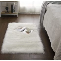 BEICHEN Tapis De Salon En Peluche 60*90 Cm Blanc