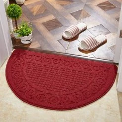 BARES Tapis Durable Demi Rond Paillasson Dirt Catch Mat Easy Care Tapis Antidérapant Multicolore Extérieur Crimson 40 X 60 Cm (16 X 24 In)