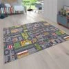 Paco Home Tapis De Jeu Tapis Pour Enfants Chambre D'Enfant Motifs Rues Avec Voiture, Gris 80x150 Cm