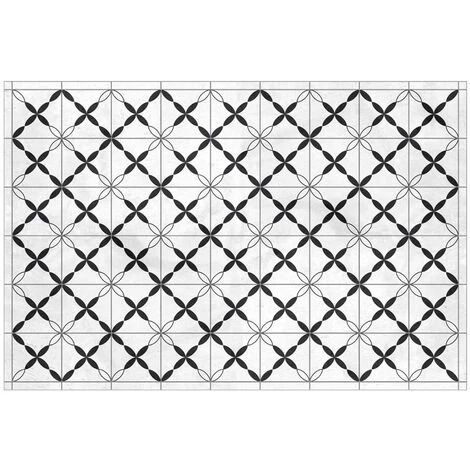 OZAIA Tapis Vinyle Effet Carreaux De Ciment TEMPORI - 120 X 180 Cm - Noir Et Blanc - Noir, Blanc 1 OZAIA Tapis Vinyle Effet Carreaux De Ciment TEMPORI - 120 X 180 Cm - Noir Et Blanc - Noir, Blanc