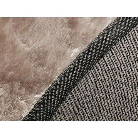 OZAIA Tapis Shaggy à Poils Longs Rond En Microfibre Brillant TAIKO - D. 200 Cm - Taupe - Taupe 4 OZAIA Tapis Shaggy à Poils Longs Rond En Microfibre Brillant TAIKO - D. 200 Cm - Taupe - Taupe – Image 4