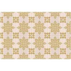 OZAIA Tapis Vinyle Effet Carreaux De Ciment XATIVA - 120 X 180 Cm - Doré Et Beige - Beige, Doré