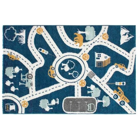 OZAIA Tapis Enfant ROADY - 100 X 150 Cm - Bleu, Beige Et Jaune - Bleu Nuit 2 OZAIA Tapis Enfant ROADY - 100 X 150 Cm - Bleu, Beige Et Jaune - Bleu Nuit – Image 2