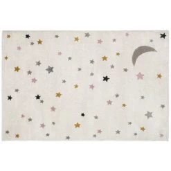 OZAIA Tapis Enfant MOONY - 100 X 150 Cm - Beige, Rose Et Jaune - Multicolore -Tapis et paillasson Soldes 55882819 3