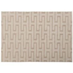 OZAIA Tapis Tissé Jacquard Effet Fait Main MALEK - 200 X 290 Cm - Beige Clair - Crème