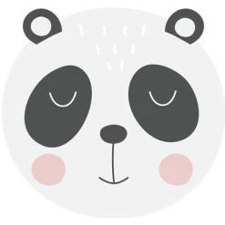 OZAIA Tapis Vinyle Enfant Rond PANDI - D. 145 Cm - Modèle Panda - Noir, Blanc