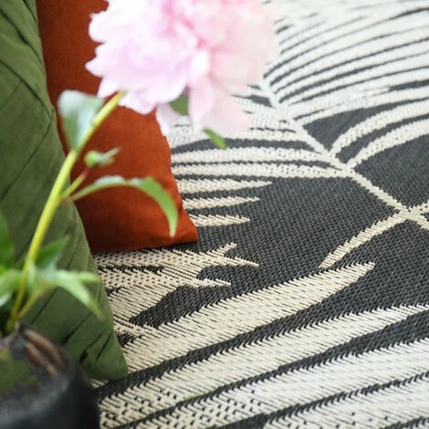 DÉCOWEB Tapis D'extérieur Ou De Salon - Baroque Tropical - Noir Et écru - 120 X 170 Cm 3 DÉCOWEB Tapis D'extérieur Ou De Salon - Baroque Tropical - Noir Et écru - 120 X 170 Cm – Image 3