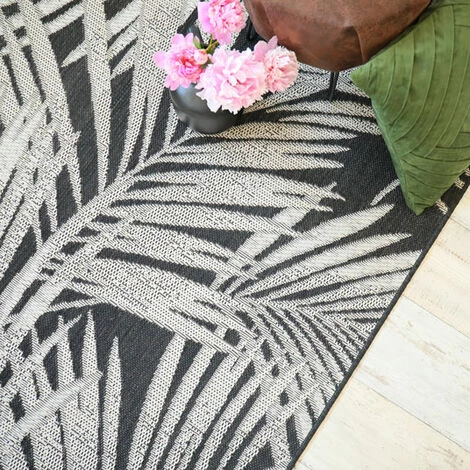 DÉCOWEB Tapis D'extérieur Ou De Salon - Baroque Tropical - Noir Et écru - 120 X 170 Cm 4 DÉCOWEB Tapis D'extérieur Ou De Salon - Baroque Tropical - Noir Et écru - 120 X 170 Cm – Image 4