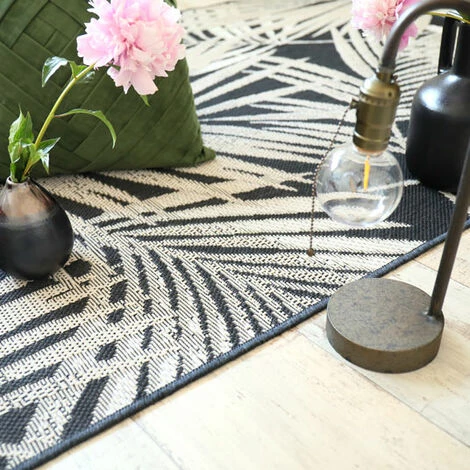 DÉCOWEB Tapis D'extérieur Ou De Salon - Baroque Tropical - Noir Et écru - 120 X 170 Cm 5 DÉCOWEB Tapis D'extérieur Ou De Salon - Baroque Tropical - Noir Et écru - 120 X 170 Cm – Image 5