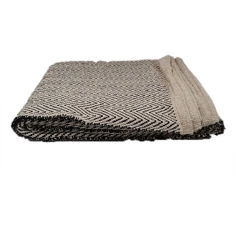 Tapis De Salon 120 X 170 Cm - 100% Coton - Noir - Motif 1 - SILUMEN 1 Tapis De Salon 120 X 170 Cm - 100% Coton - Noir - Motif 1 - SILUMEN