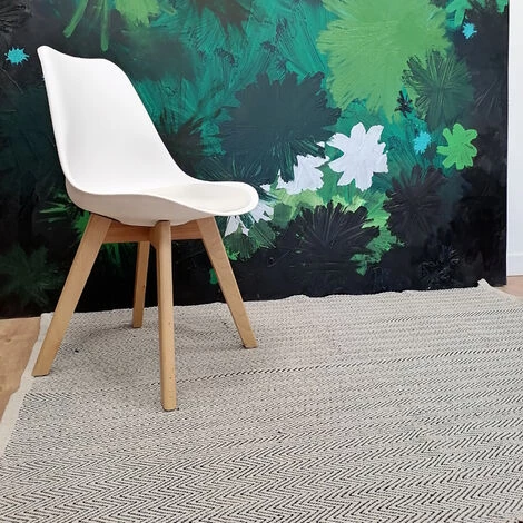 Tapis De Salon 120 X 170 Cm - 100% Coton - Noir - Motif 1 - SILUMEN 2 Tapis De Salon 120 X 170 Cm - 100% Coton - Noir - Motif 1 - SILUMEN – Image 2