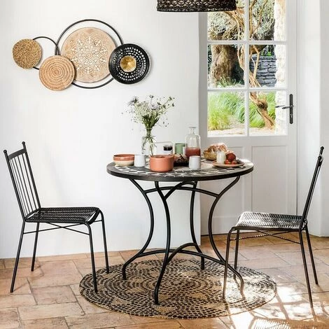 FALSE Tapis Rond Jute Naturel 120cm - Motif Imprimée - Pois - SILUMEN 5 FALSE Tapis Rond Jute Naturel 120cm - Motif Imprimée - Pois - SILUMEN – Image 5