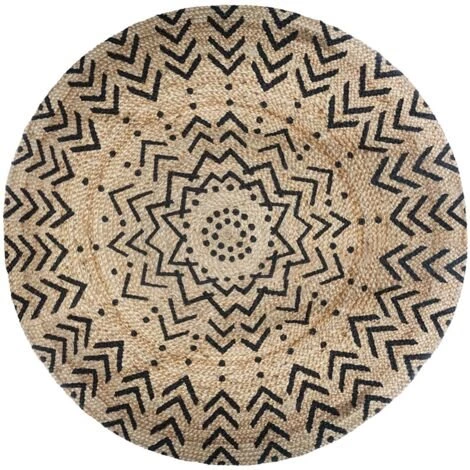 FALSE Tapis Rond Jute Naturel 120cm - Motif Imprimée - Motif - SILUMEN 2 FALSE Tapis Rond Jute Naturel 120cm - Motif Imprimée - Motif - SILUMEN – Image 2