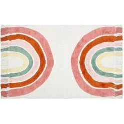 OZAIA Tapis Enfant Arc-en-ciel En Coton Fait Main ARCHY - 90 X 130 Cm - Multicolore - Multicolore
