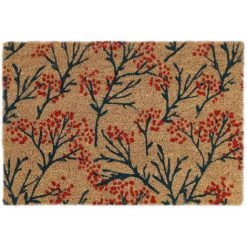 Relaxdays Paillasson Coco, Motif Avec Branches, 40x60 Cm, Tapis De Porte Antidérapant, Intérieur, Extérieur, Coloré