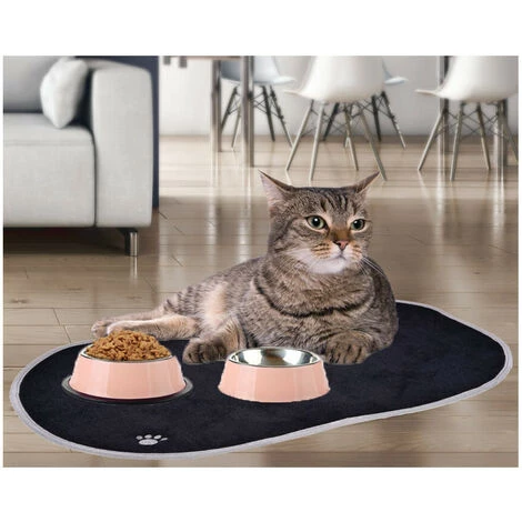 NO-NAME Venteo - Tapis Microfibre Chiens Et Chats - Tapis De Nourriture Anti-dérapant - Noir Ou Gris - Adulte - Lavable En Machine 3 NO-NAME Venteo - Tapis Microfibre Chiens Et Chats - Tapis De Nourriture Anti-dérapant - Noir Ou Gris - Adulte - Lavable En Machine – Image 3