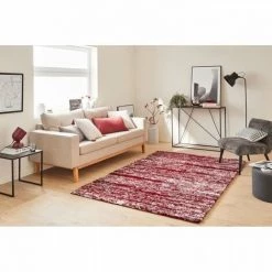 Tapis Shaggy Doux Oslo 584 - Rouge - 100% Polyester - 120 X 160 Cm - Intérieur - NAZAR