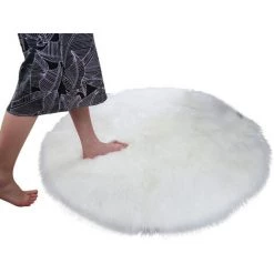MACARON Faux Peau De Mouton En Laine Tapis,Cozy Sensation Comme Véritable Laine Tapis En Fourrure Synthétique, Man-Made Luxe Laine Tapis De Canapé Coussin (Blanc, 60 X 60CM)LO-Ron