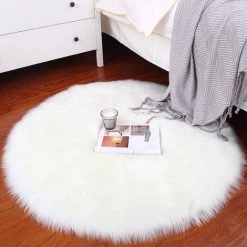 MACARON Faux Peau De Mouton En Laine Tapis,Cozy Sensation Comme Véritable Laine Tapis En Fourrure Synthétique, Man-Made Luxe Laine Tapis De Canapé Coussin (Blanc, 60 X 60CM)LO-Ron -Tapis et paillasson Soldes 56570531 5