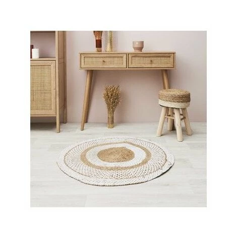 Tapis The Home Deco Factory TAPIS ROND Blanc 2 Tapis The Home Deco Factory TAPIS ROND Blanc – Image 2