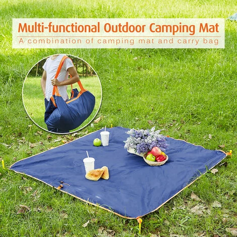 SUPERSELLER 2-en-1 Camping Couverture Pique-nique Sol Bâche Voyage Randonnée Plage Parc Tapis De Sol Hydrofuge Camping Sac De Rangement - Bleu 2 SUPERSELLER 2-en-1 Camping Couverture Pique-nique Sol Bâche Voyage Randonnée Plage Parc Tapis De Sol Hydrofuge Camping Sac De Rangement - Bleu – Image 2