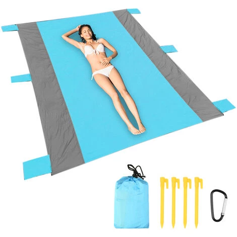 SUPERSELLER Couverture De Plage Résistante à L'eau Avec Poches D'angle, Tapis De Pique-nique Anti-sable Pour Voyage, Camping, Randonnée - 275x210cm 2 SUPERSELLER Couverture De Plage Résistante à L'eau Avec Poches D'angle, Tapis De Pique-nique Anti-sable Pour Voyage, Camping, Randonnée - 275x210cm – Image 2