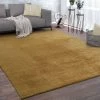 Paco Home Tapis De Salon Poils Ras Lavable Monochrome Style Moderne Jaune 60x100 Cm